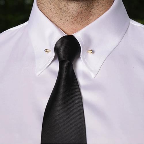 促销高定英式领针帝国领修身法式袖扣衬衫结婚主持复古纯白色衬衣