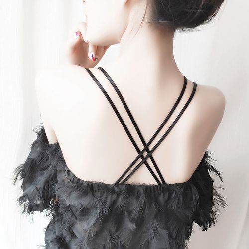 隐形美背文胸胸罩性感交叉内衣带透明肩带女无痕可外露防滑扣百搭