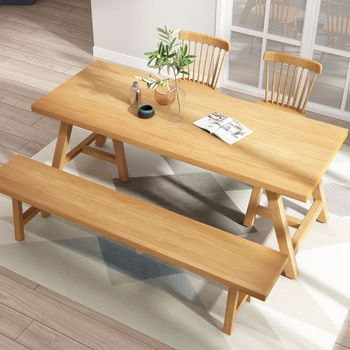 北欧全实木餐桌椅组合简约原木大板桌子吃饭家用小户型长方形饭桌