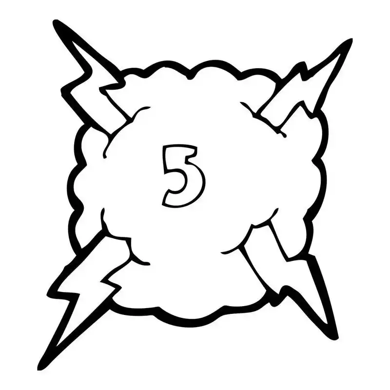 5 号云,向量,在白色背景上的数字 5 云卡通