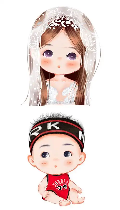 婴儿宝宝可爱手绘定制logo漫画q版头像卡通宠设计情侣照片q版定制淘宝