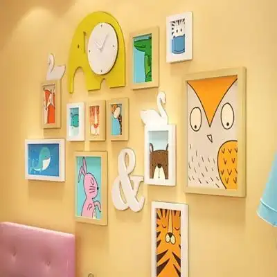 照片墙组合相框挂墙壁可爱创意儿童房间墙壁装饰幼儿园教室相片墙