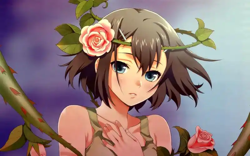 动漫女孩,玫瑰,荆棘 1242x2688 iphone 11 pro/xs max 壁纸,图片,背景