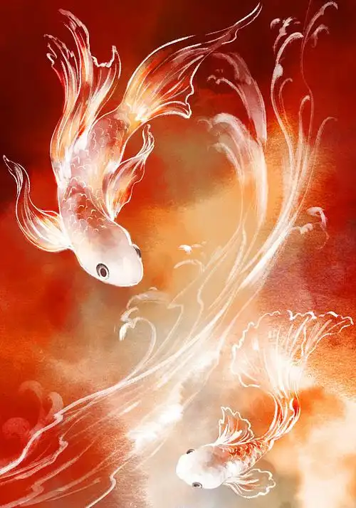 古风水墨锦鲤金鱼图片下载