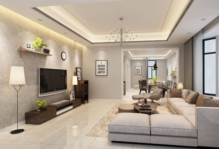 客厅现代背景墙大户型装修