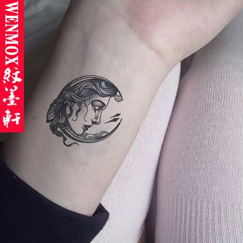 纹墨轩欧美古典美女头像纹身贴 情侣款原宿个性百搭逼真假刺青 欧美