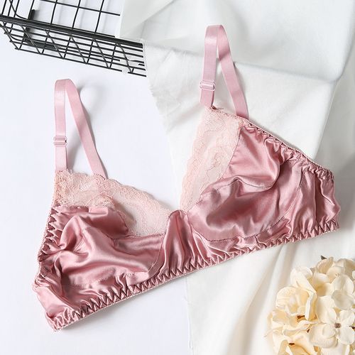 超薄款真丝文胸100%桑蚕丝双面无钢圈无海绵性感无痕保健内衣乳罩