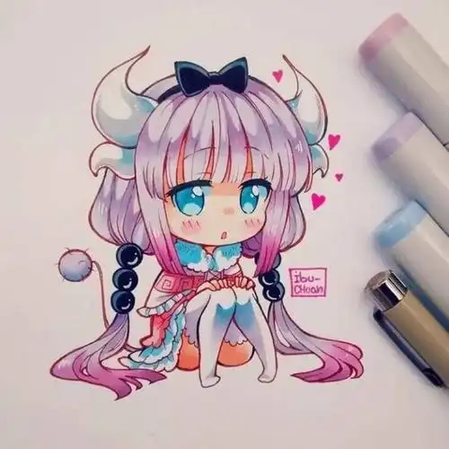 萌萌哒q版手绘动漫针管笔马克笔彩铅水彩码来练手啦67676767