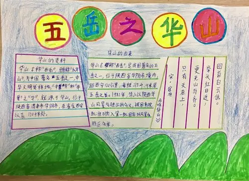 乌鲁木齐市第56中学四(4)班的五岳五湖主题手抄报分享