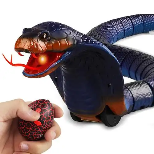 电动遥控仿真蛇玩具动物模型整人整蛊道具新年礼物响尾蛇橙色