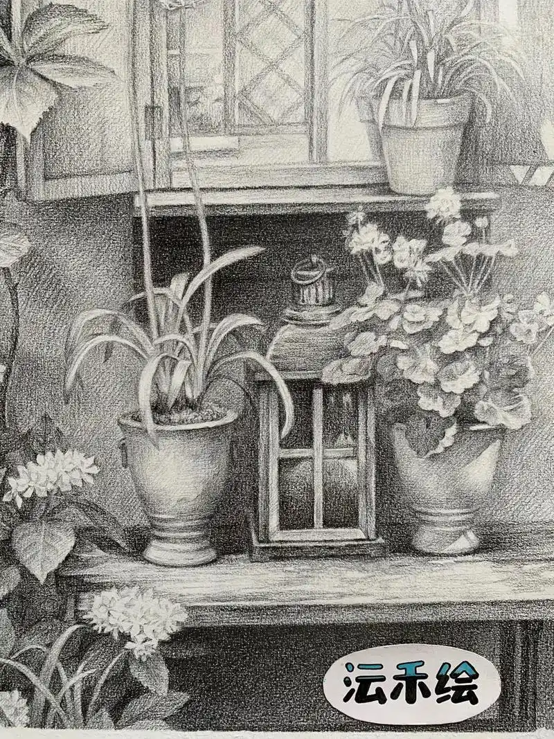 场景素描花园小景