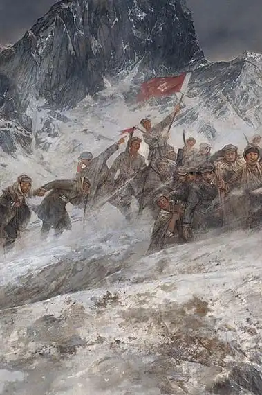 p>《翻越雪山》是纪念红军长征胜利八十周年美术作品创作展中展出的