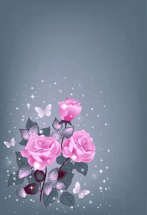 梦幻精致玫瑰花海报背景素材