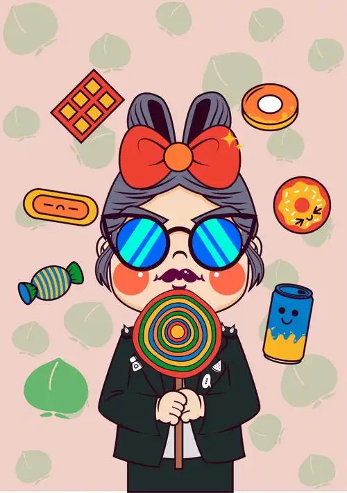 插画练习零食小吃节日人物卡通形象