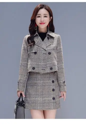 紫梅庄园名媛小香风毛呢两件套女春秋2019时髦春装御姐女神范套装套裙