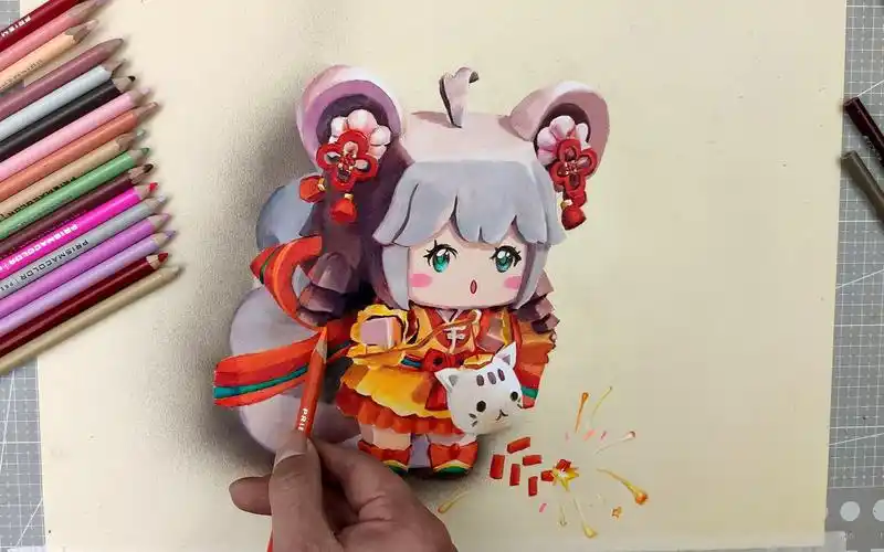 活动作品快要过年了画迷你中的喜团团热闹一下