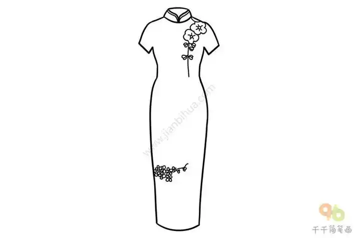 幼儿旗袍简笔画空白