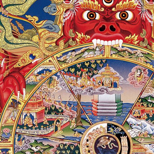 唐卡六道轮回画像十二因缘挂画因果报应生死轮回客厅装饰国画