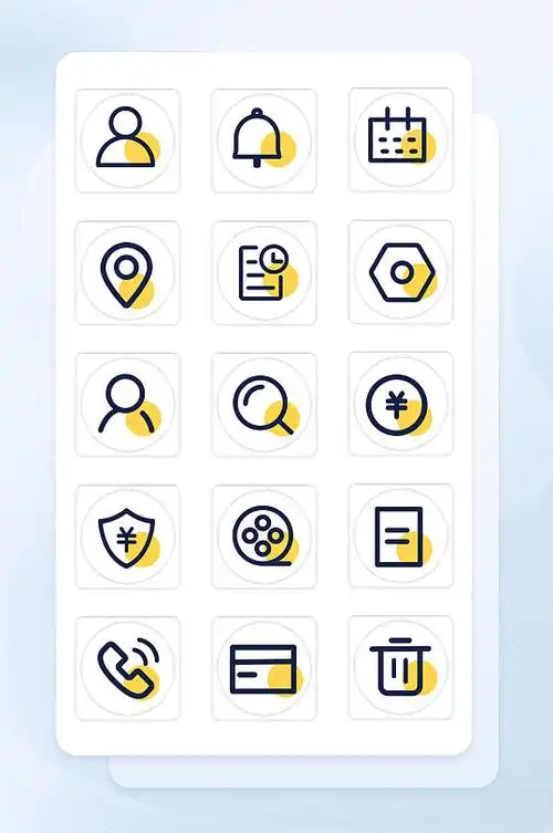 黄色扁平线性移动手机端app图标