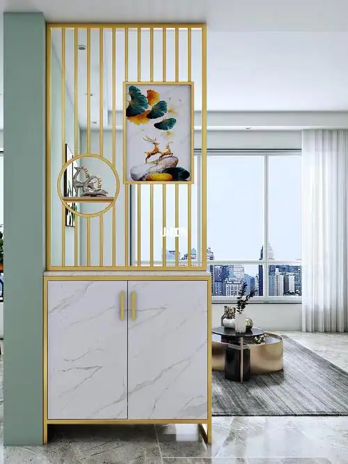 屏风鞋柜一体入户门正对玄关收纳置物架轻奢