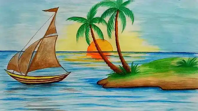 海边风景简笔画教程,画的景色太美了!快来试试吧-教育视频-搜狐视频