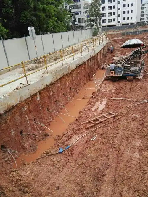 ab段基坑侧壁锚索施工全部完成