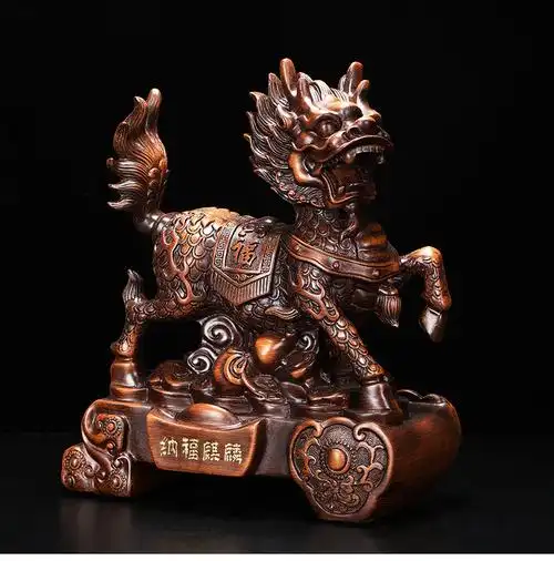 中式麒麟摆件一对风水镇宅辟邪招财送子卧室求子家居装饰品批发