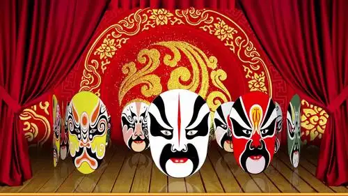 京剧舞台脸谱变脸演出背景视频素材