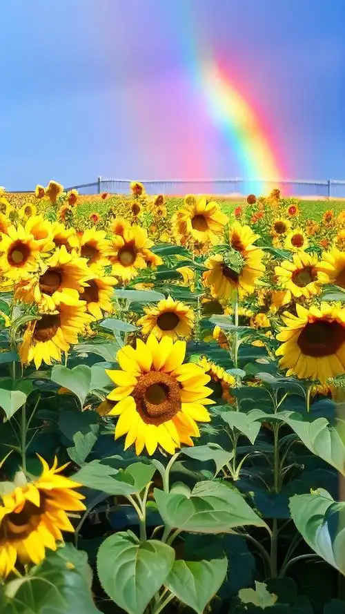 好孕手机壁纸🌈,彩虹与太阳花的完美融合🌸