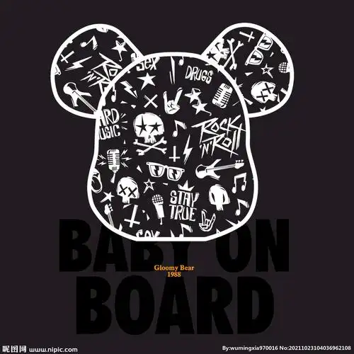 手绘涂鸦暴力熊潮牌印花图案图片