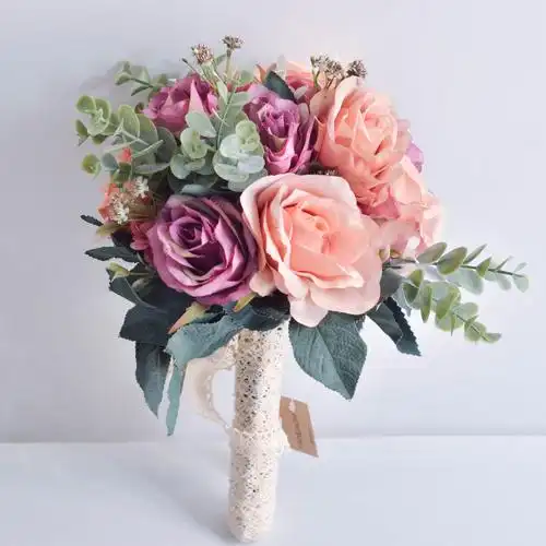 欧美婚庆用品婚礼新娘手捧花 批发韩式仿真花束新娘花结婚手捧花