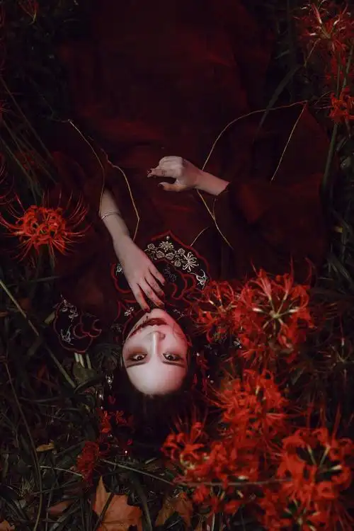 类似于灵魂筹码里的绣娘死去的女孩子一身红衣果然女鬼和彼岸花更配哦