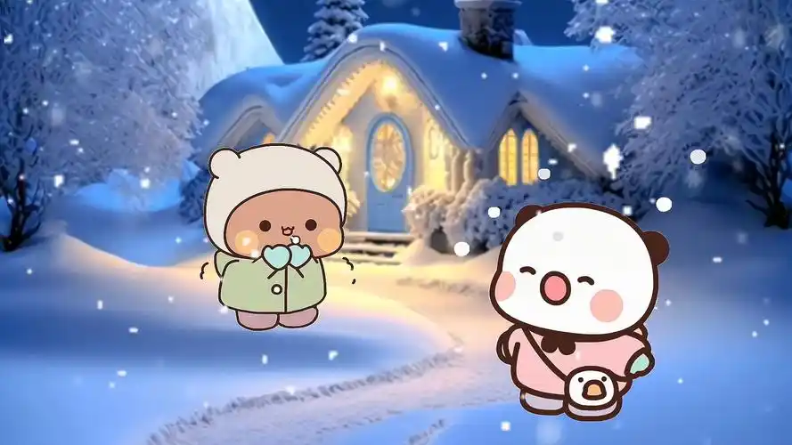 一二布布下雪啦