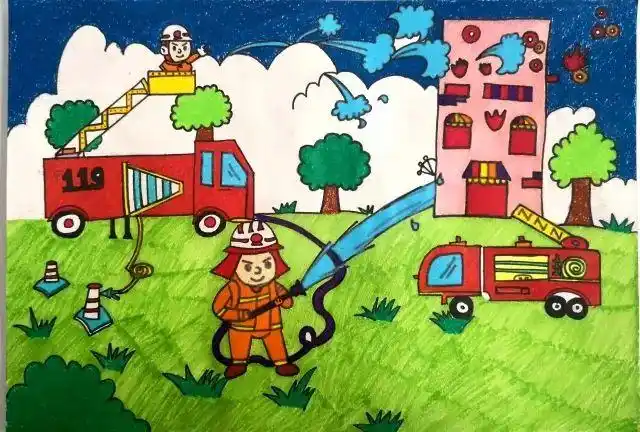 幼儿园消防主题绘画优秀作品8张 - 智慧妈咪网