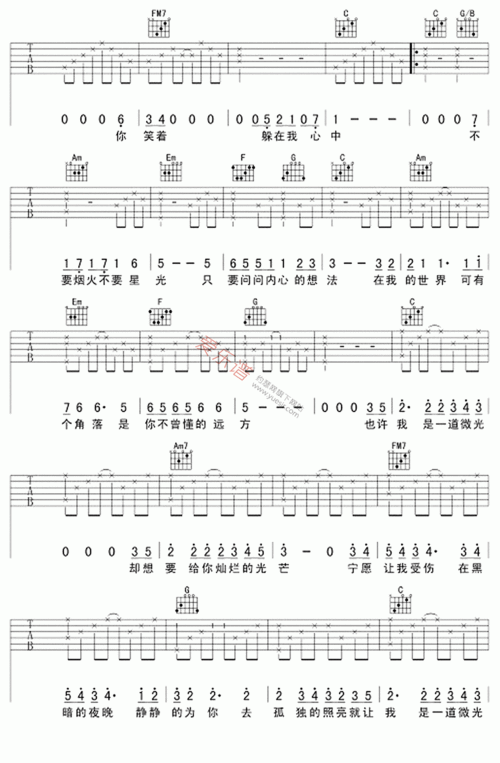 《华晨宇《微光》》吉他谱