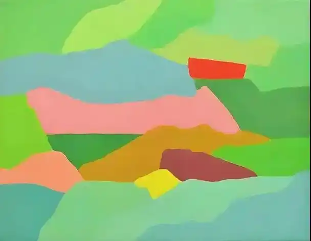 一组简约大色块的油画作品好美黎巴嫩画家伊黛尔阿德楠绘画