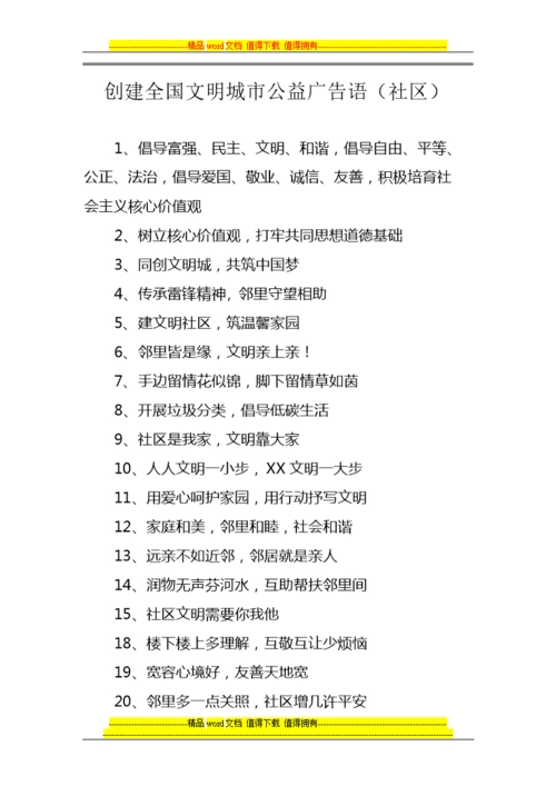 创建全国文明城市公益广告多语(社区).doc