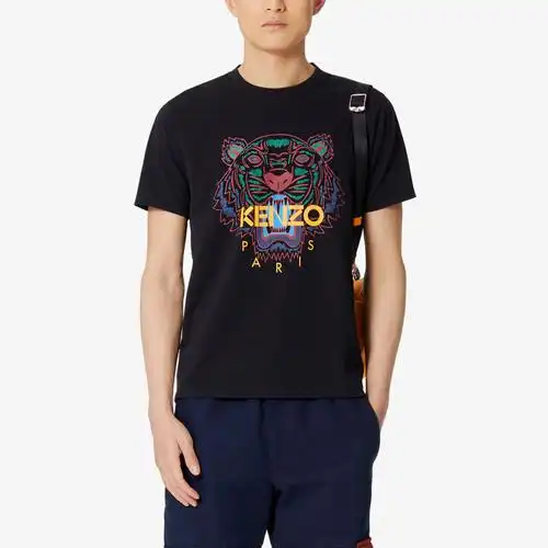 kenzo/高田贤三新款黑色棉质虎头刺绣男士短袖t恤 f965ts0504ya 99
