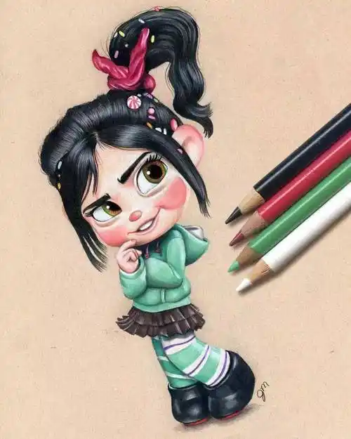 彩铅画卡通人物,这细腻的表现手法,简直绝了!真的值得学习.