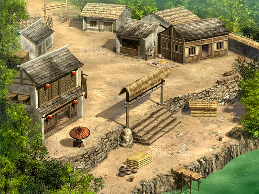 村庄3 - 双远景图-村庄 地图,场景,背景_2d游戏素材 免费下载 - 爱给
