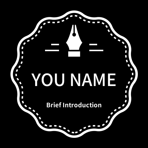 纯黑色底色虚实线结合圆环形钢笔尖logo头像拼多多电商标志在线制作 -