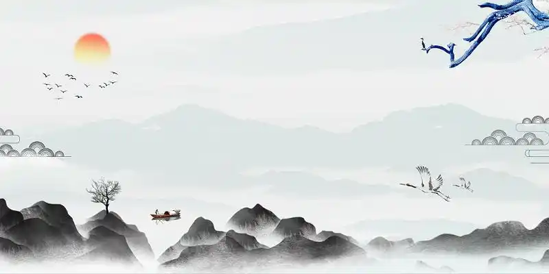 中国风古风水墨山水风景背景