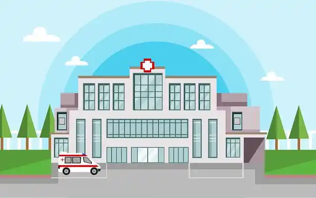 手绘卡通矢量扁平风医院原创插画海报
