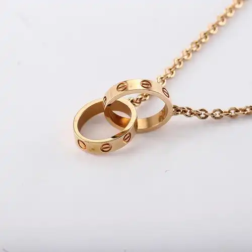 cartier(卡地亚) #love系列18k金双环吊坠项链