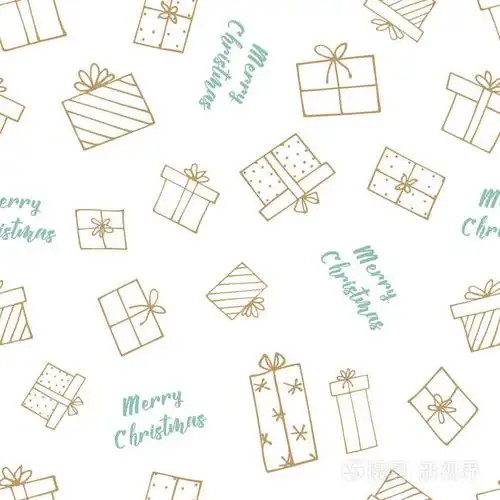 无缝圣诞礼物图案与手工元素. 完美的节日包装纸或背景的邀请或贺卡.