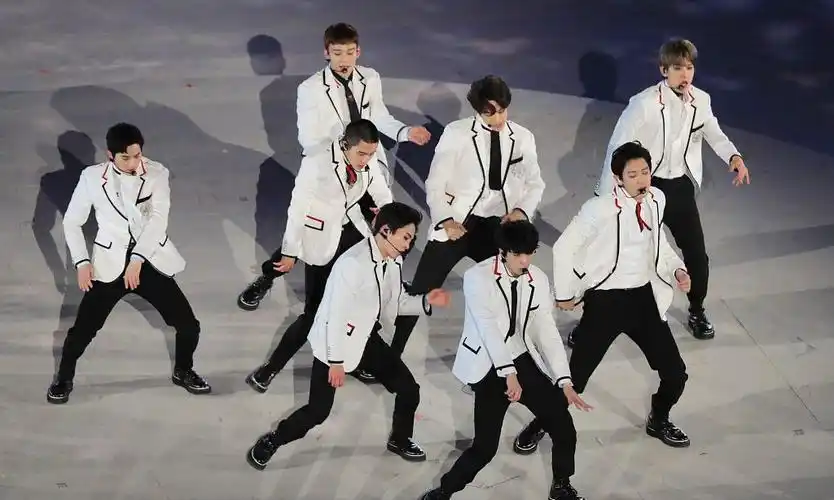 exo出席平昌冬奥会闭幕式刀群舞经验全场 西装革履酷帅十足