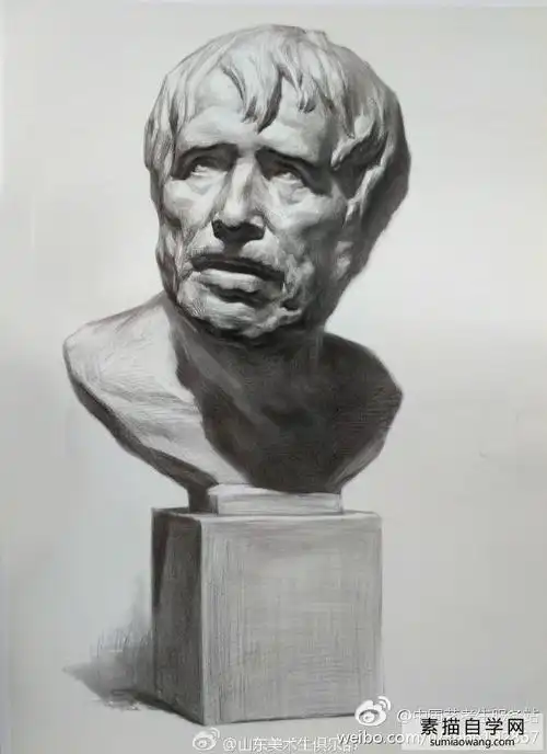 9个不同角度的海盗石膏像素描画