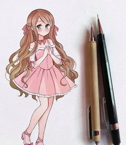 马克笔手绘女孩可爱的动漫小姐姐