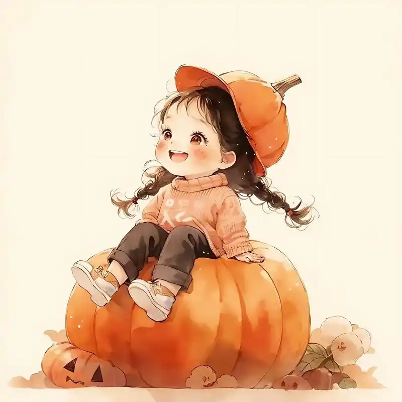 头像分享,可爱的南瓜女孩,散发着无尽的温馨与美好