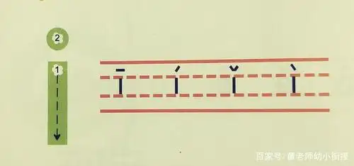 u的书写格式:第一笔竖弯,第二笔加一竖,只占中格,上下顶二线,三线.